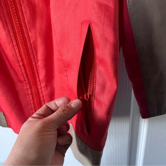 Helmut Lang Lamb Leather 3/4 Sleeve Full Zip Collarless Bomber Jacket Medium - Picture 4 of 14